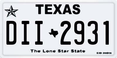 TX license plate DII2931