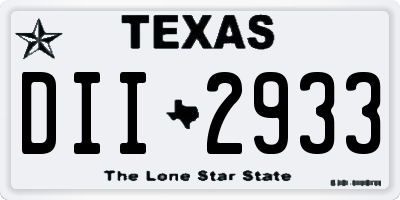 TX license plate DII2933