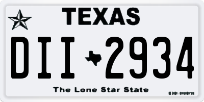 TX license plate DII2934