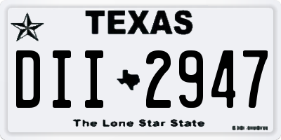 TX license plate DII2947
