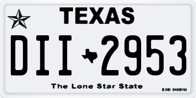 TX license plate DII2953