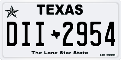 TX license plate DII2954