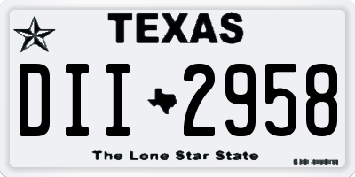 TX license plate DII2958