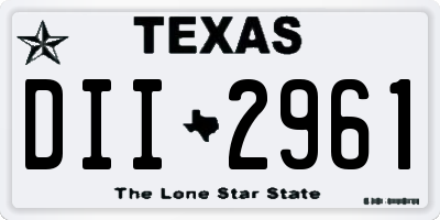 TX license plate DII2961
