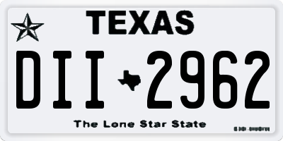 TX license plate DII2962