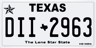 TX license plate DII2963