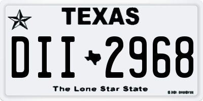 TX license plate DII2968
