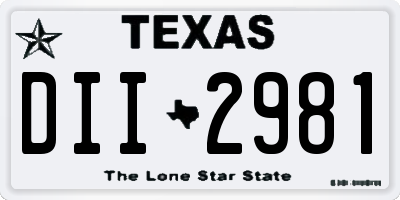 TX license plate DII2981