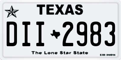 TX license plate DII2983
