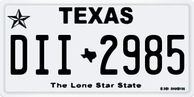 TX license plate DII2985