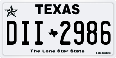 TX license plate DII2986