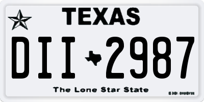TX license plate DII2987