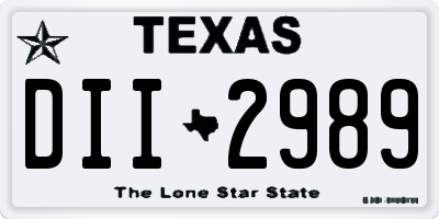 TX license plate DII2989