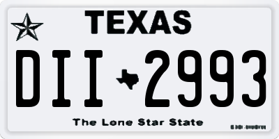 TX license plate DII2993
