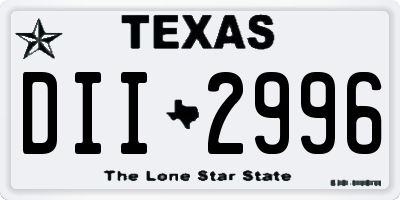 TX license plate DII2996