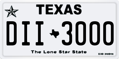 TX license plate DII3000