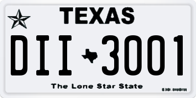 TX license plate DII3001