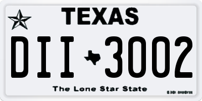 TX license plate DII3002