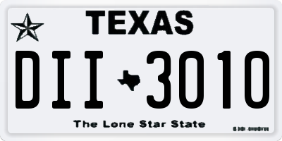 TX license plate DII3010
