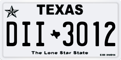 TX license plate DII3012