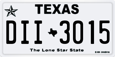 TX license plate DII3015