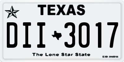 TX license plate DII3017