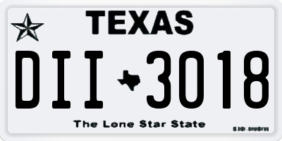 TX license plate DII3018