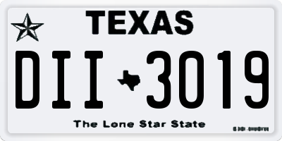 TX license plate DII3019