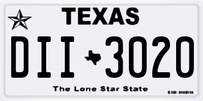 TX license plate DII3020