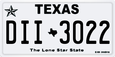 TX license plate DII3022