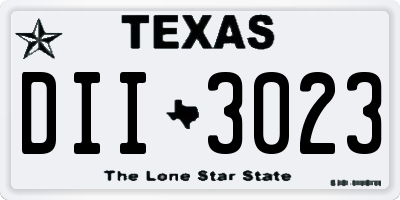 TX license plate DII3023
