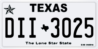 TX license plate DII3025