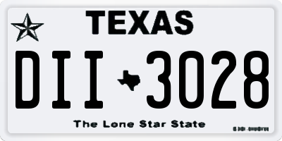 TX license plate DII3028
