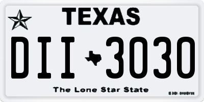 TX license plate DII3030