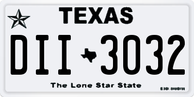 TX license plate DII3032