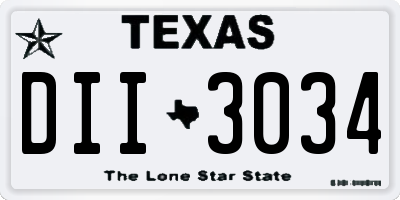 TX license plate DII3034