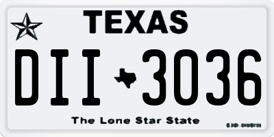 TX license plate DII3036