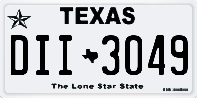 TX license plate DII3049