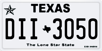 TX license plate DII3050