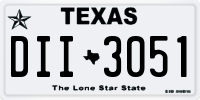 TX license plate DII3051