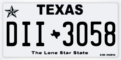TX license plate DII3058