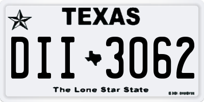 TX license plate DII3062