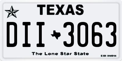 TX license plate DII3063