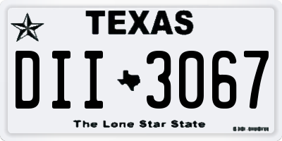 TX license plate DII3067