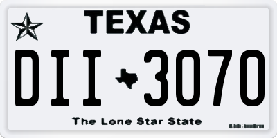 TX license plate DII3070