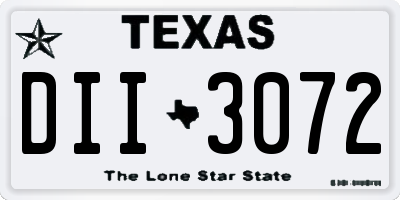 TX license plate DII3072