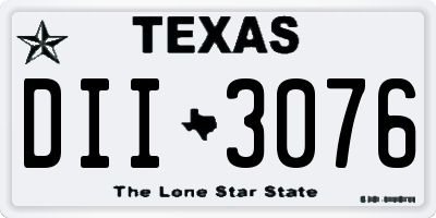 TX license plate DII3076