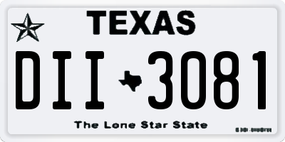 TX license plate DII3081