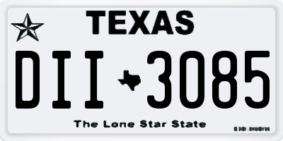 TX license plate DII3085