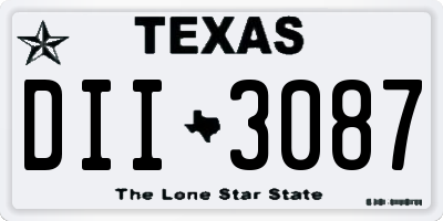 TX license plate DII3087